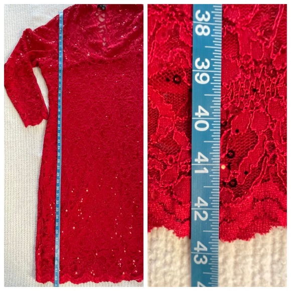 BLU SAGE Red Sequins Floral Lace Women’s Midi Dress Size 20W - Picture 11 of 15